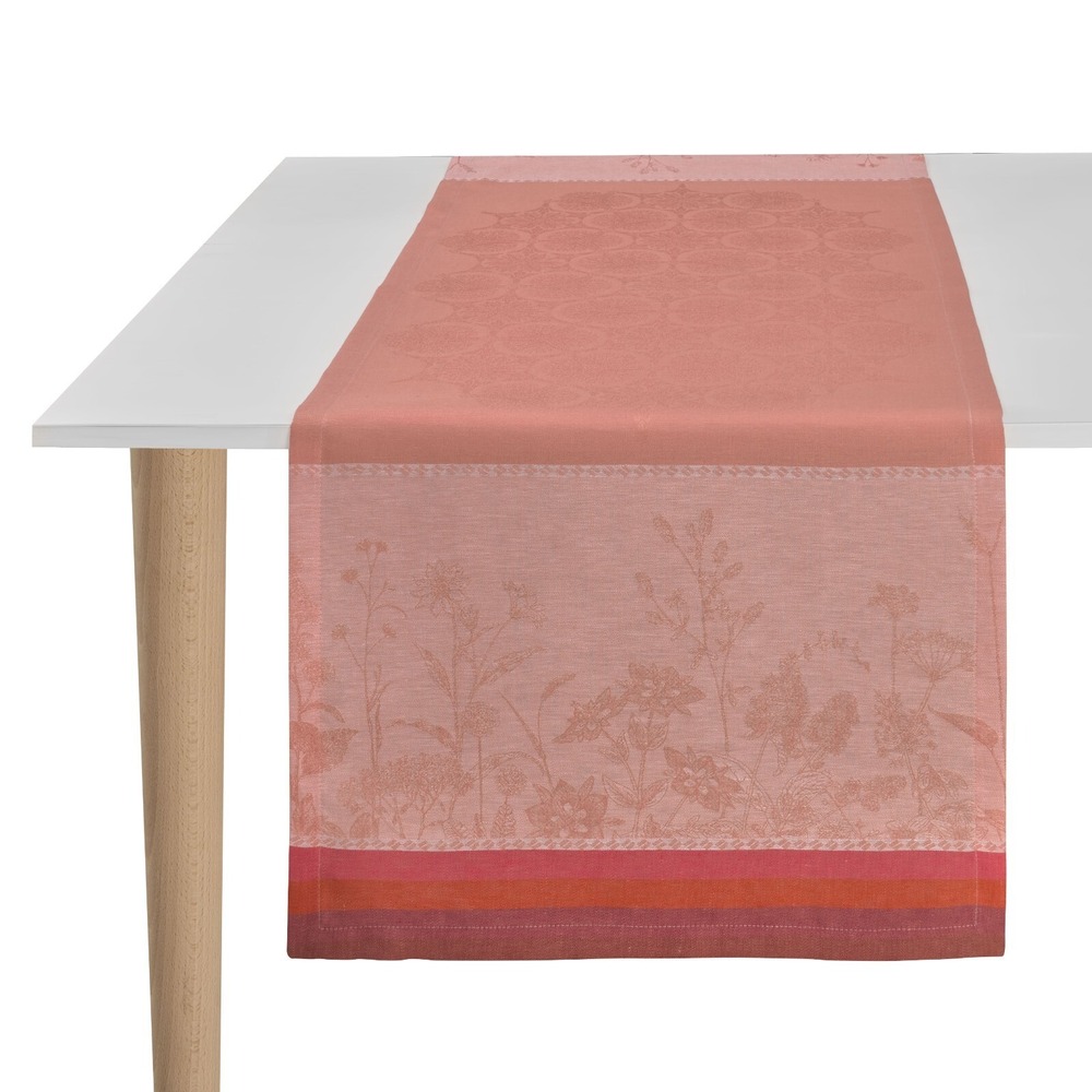 Le Jacquard Francais Instant Bucolique Table Runner Pink 20"x 59" Linen NIB